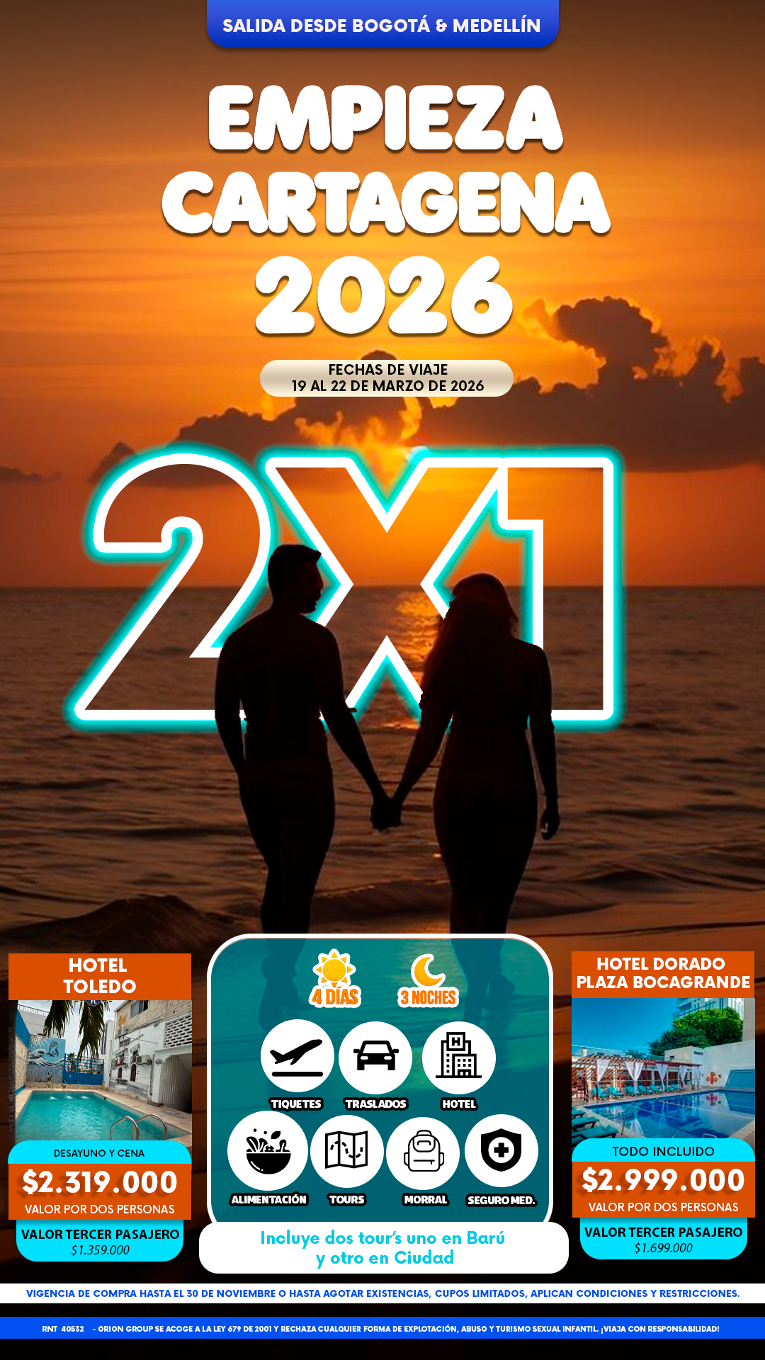 cartagena 2x1 dos hoteles octubre 10 BOG