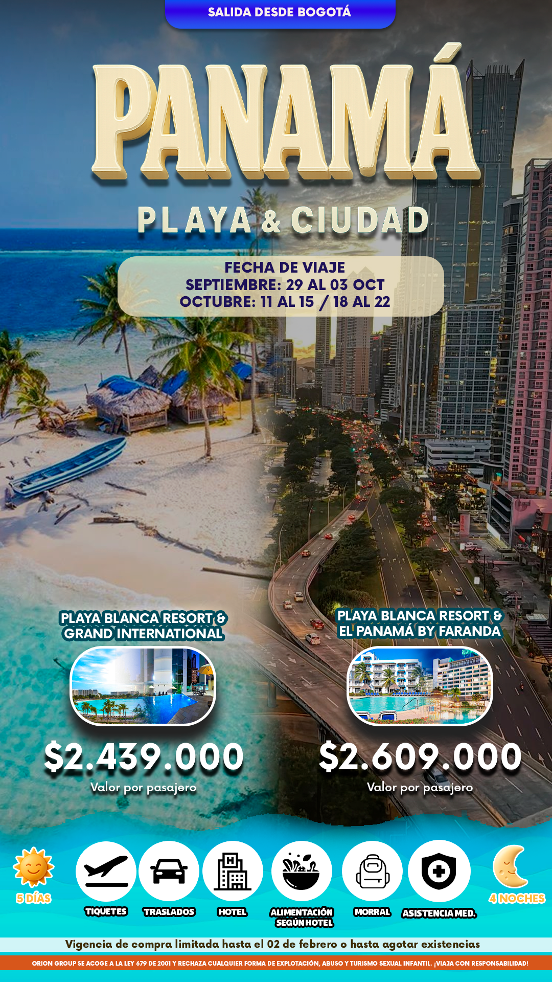 panama playa y ciudad 2 hoteles oct